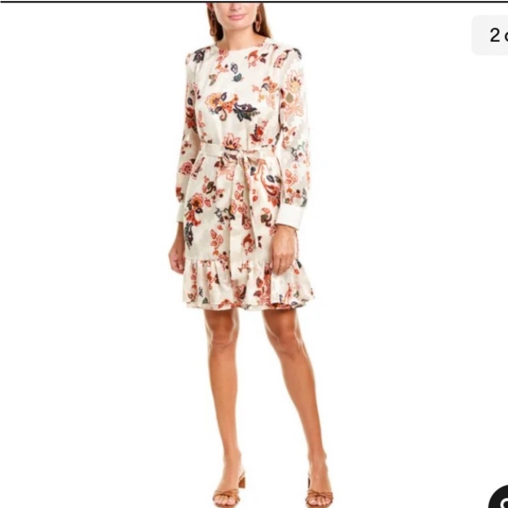 Tory Burch White Floral Long Sleeve Dress